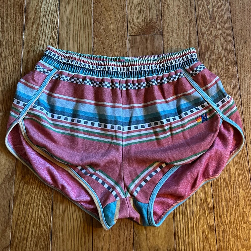 Aviator Nation Tulum Rainbow Jogger Shorts NEW Large